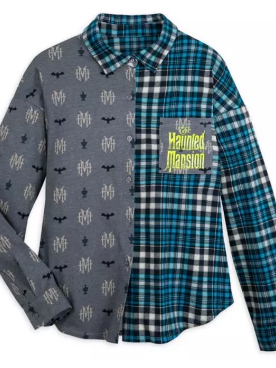 Disney Tops - Disney Blue and Black Plaid haunted mansion Shirt S